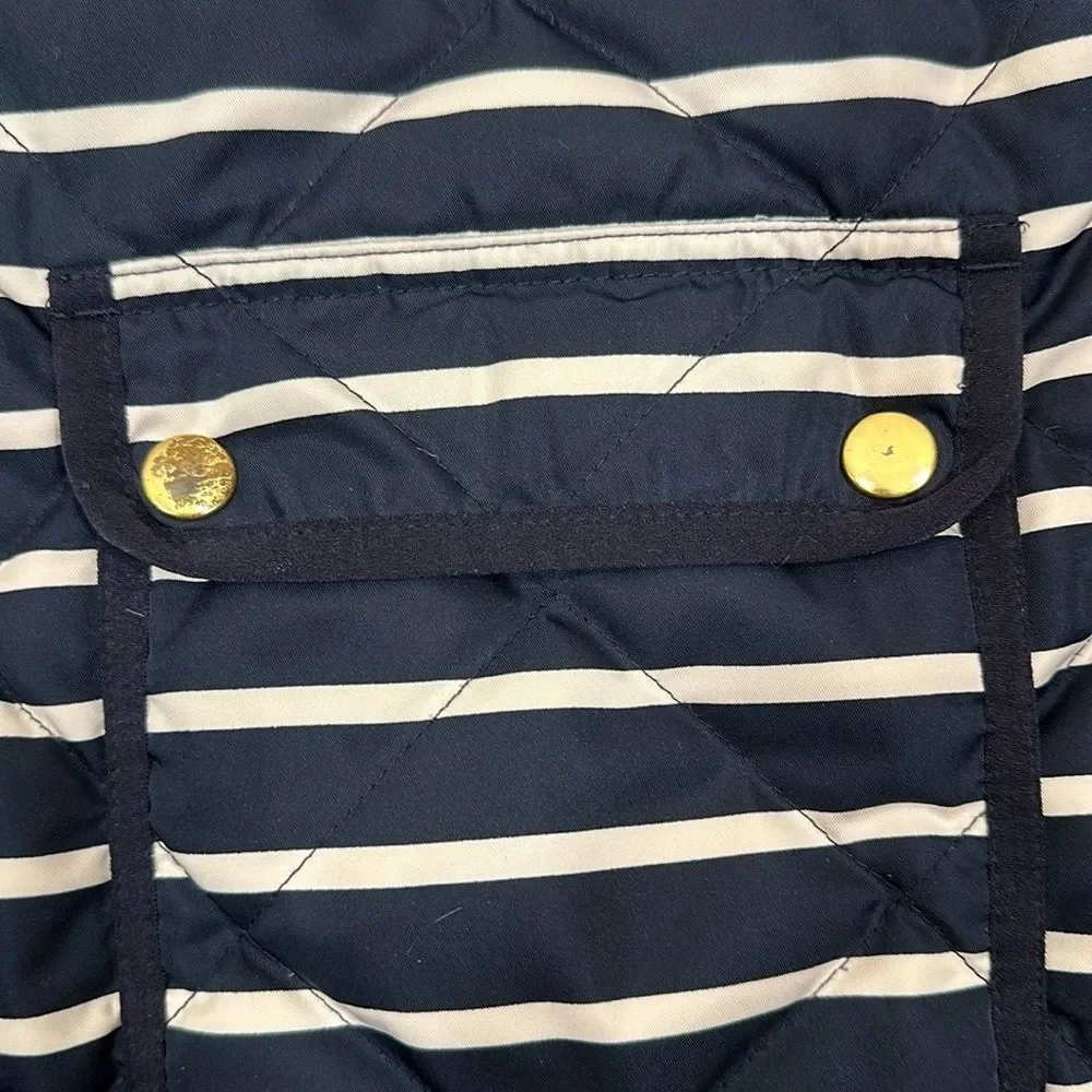 J. Crew Blue Navy White Down Puffer Nautical Vest Women XS